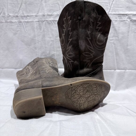 X Appeal Women’s Western Cowboy Boots, Size 9, Brown Faux Leather, Embroidered - Picture 4 of 8